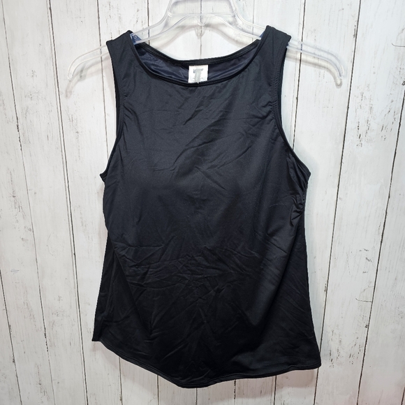 NWT Lands' End Women's Black Modest Tankini Top High Neck Padded Bra Size 14D. - Picture 1 of 7